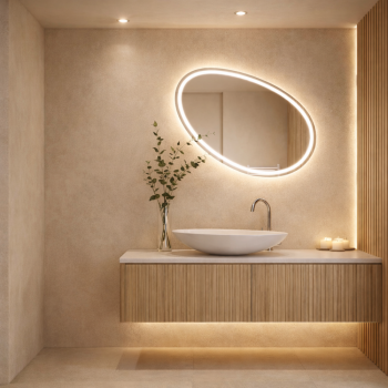 Καθρέφτης Olive 55x80 , επιλογή φως TRIMODE-LED, On/Off αφής , ρύθμιση έντασης , αποθαμβωτής.