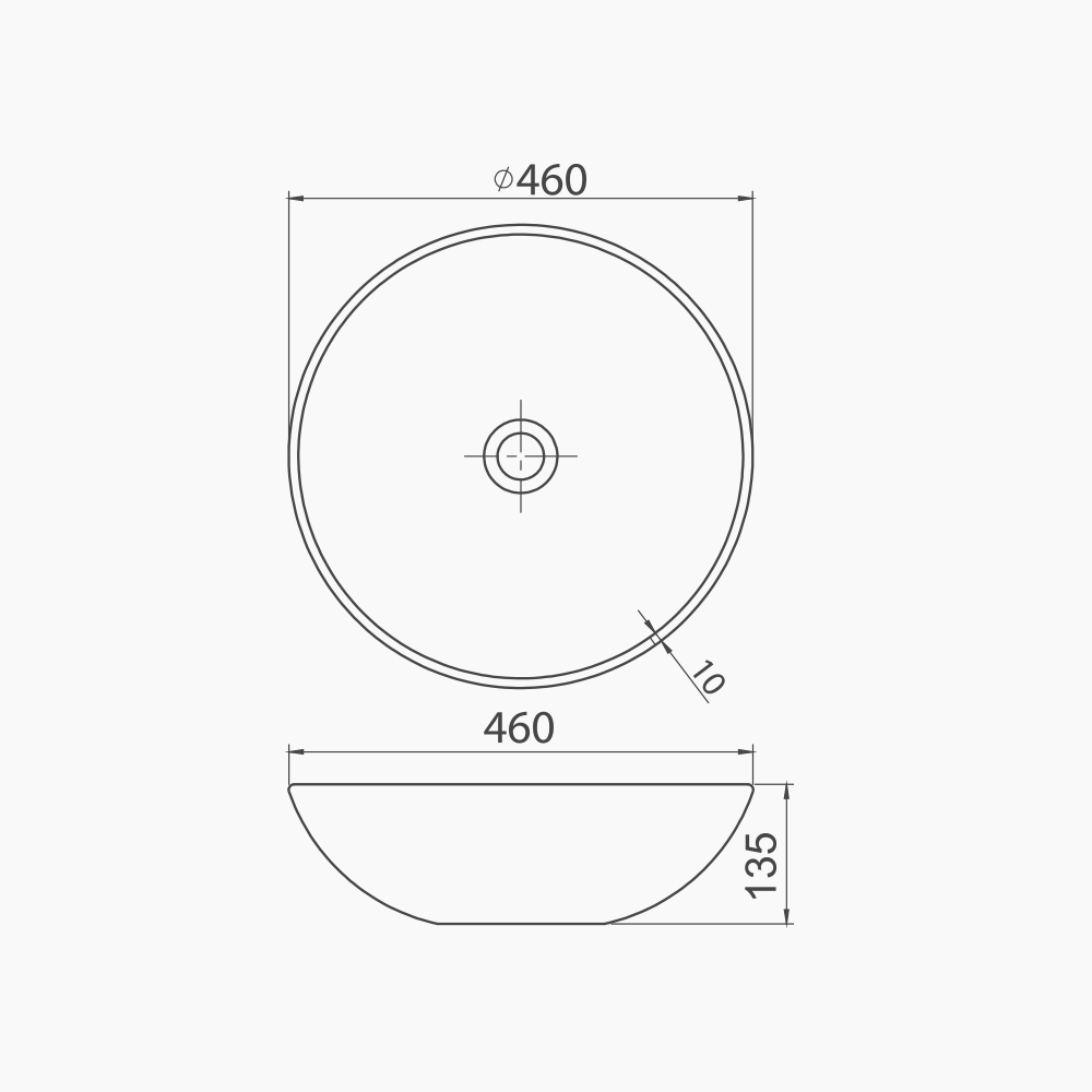 Νιπτήρας Πάγκου Πορσελάνης Cerastyle Zero Φ 46cm  071607-97 Ματ Μαύρο