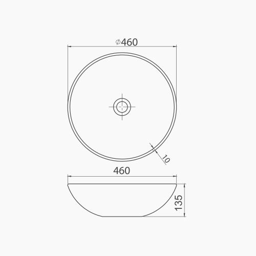 Νιπτήρας Πάγκου Πορσελάνης Cerastyle Zero Φ 46cm  071600  Λευκό
