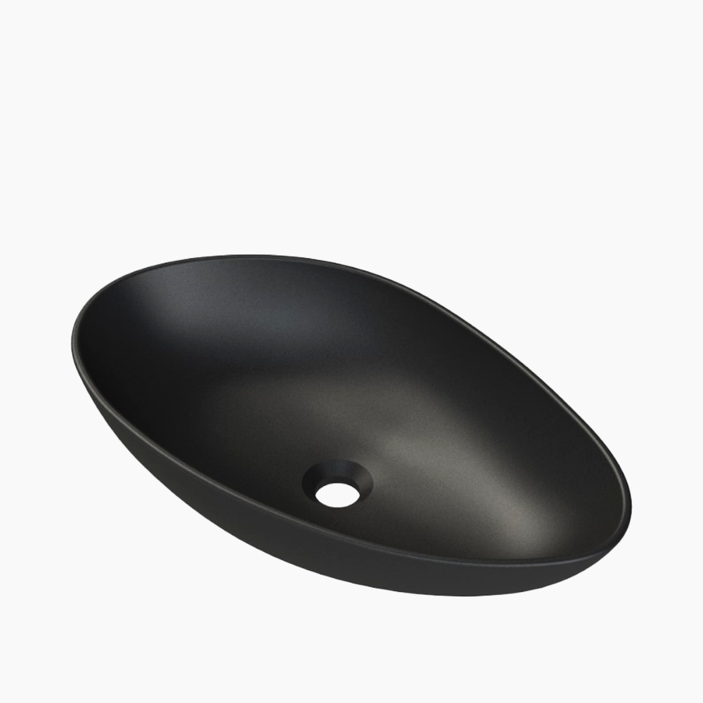 Νιπτήρας Πάγκου Πορσελάνης Cerastyle Olive 60x30cm  072107-97  Ματ Μαύρο