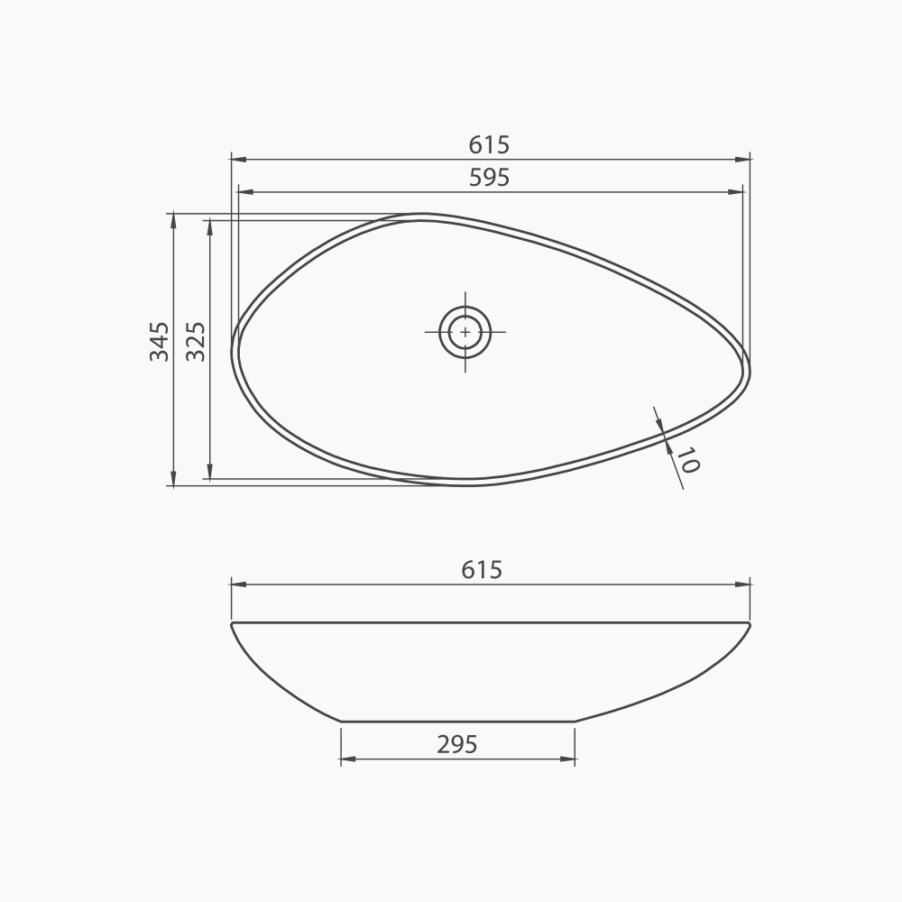 Νιπτήρας Πάγκου Πορσελάνης Cerastyle Olive 60x30cm  07210Α-97  Ματ Γκρί