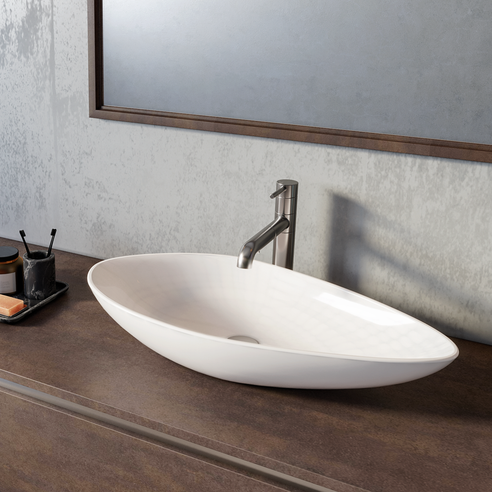 Νιπτήρας Πάγκου Πορσελάνης Cerastyle Olive 75x38cm  071300  Λευκό