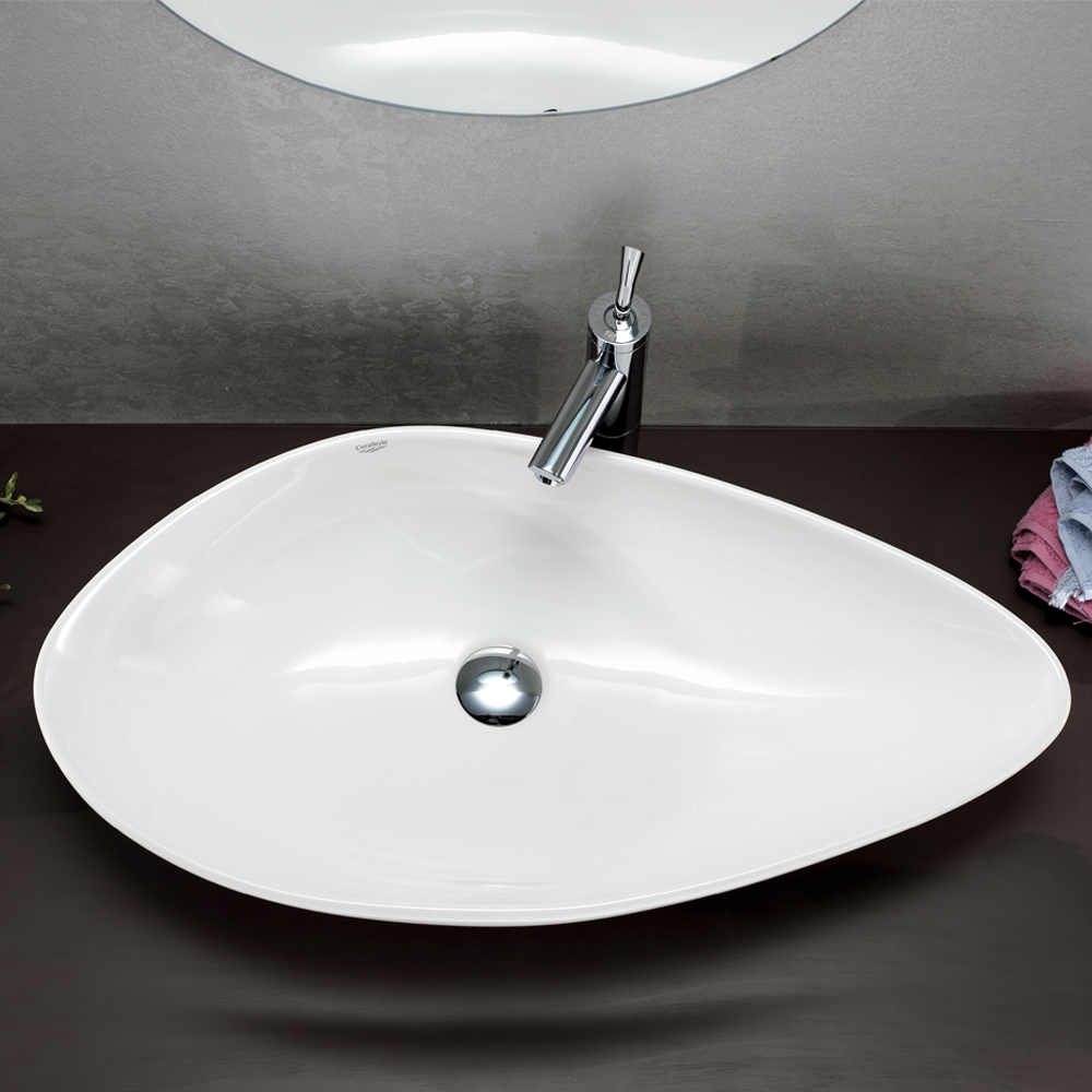 Νιπτήρας Πάγκου Πορσελάνης Cerastyle Olive 75x38cm  071300  Λευκό