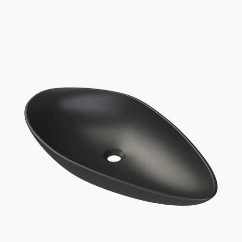 Νιπτήρας Πάγκου Πορσελάνης Cerastyle Olive 75x38cm  071307-97 Ματ Μαύρο