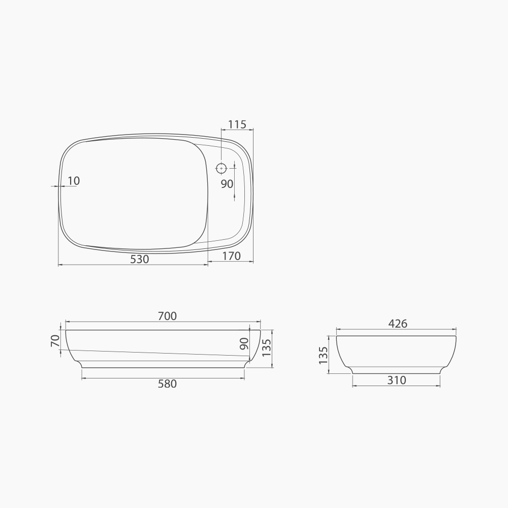 Νιπτήρας Πάγκου Πορσελάνης Cerastyle Nova 70x42cm  074200-u Λευκό
