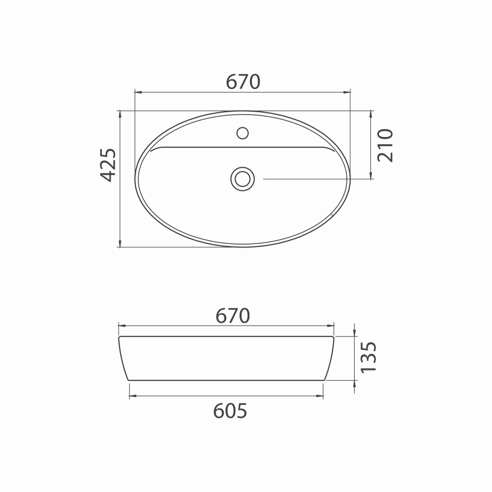 Νιπτήρας Πάγκου Πορσελάνης Cerastyle One 67x42cm  076508-u-97  Ματ Cappuccino