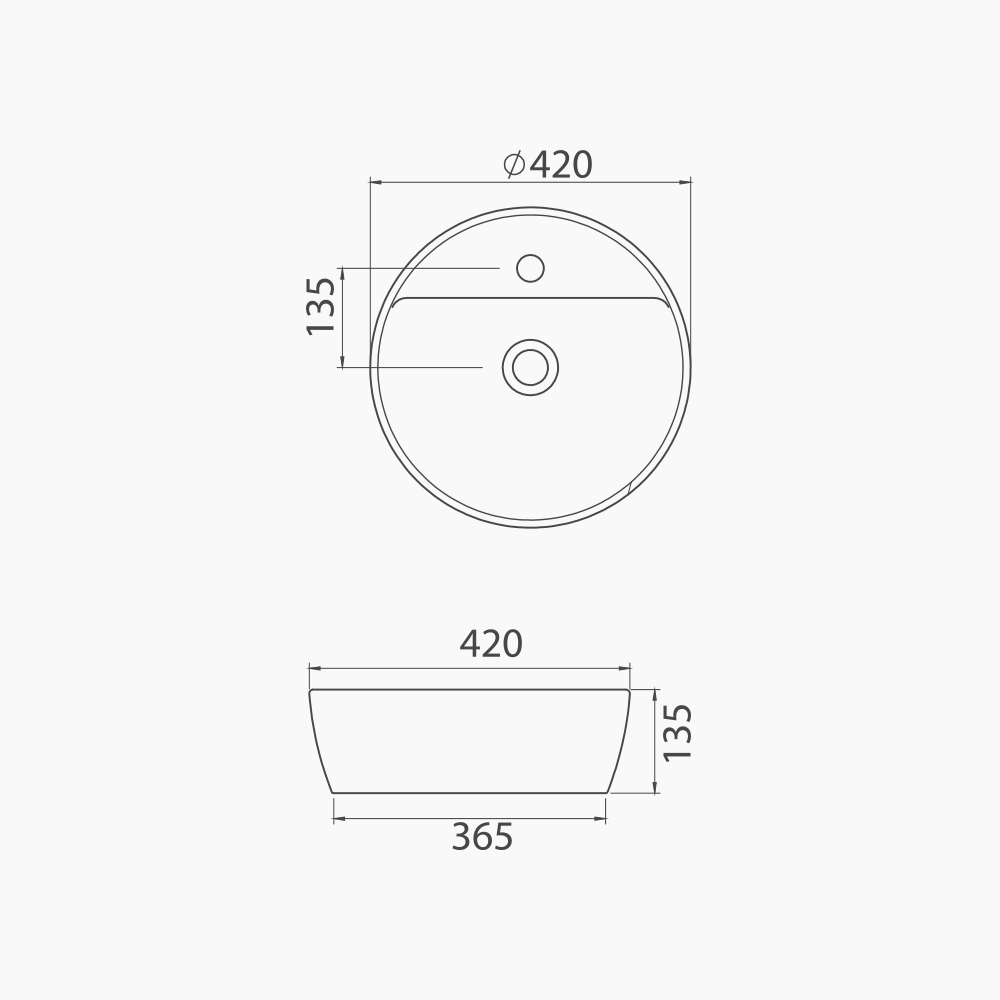 Νιπτήρας Πάγκου Πορσελάνης Cerastyle One Φ 42cm  076400-u Λευκό