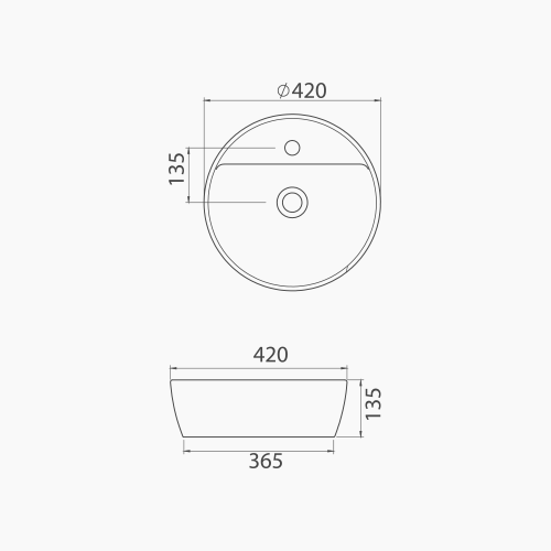 Νιπτήρας Πάγκου Πορσελάνης Cerastyle One Φ 42cm  076400-u Λευκό