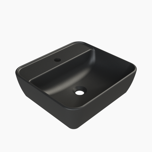 Νιπτήρας Πάγκου Πορσελάνης Cerastyle One 46x42cm  076307-u-97 Ματ Μαύρο