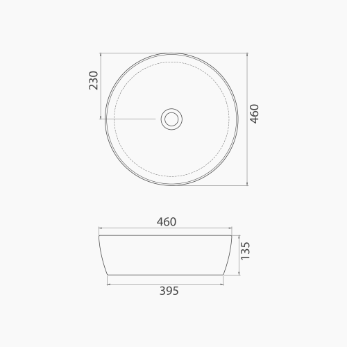 Νιπτήρας Πάγκου Πορσελάνης Cerastyle One Φ 46cm  07610Α-97 Ματ Γκρί