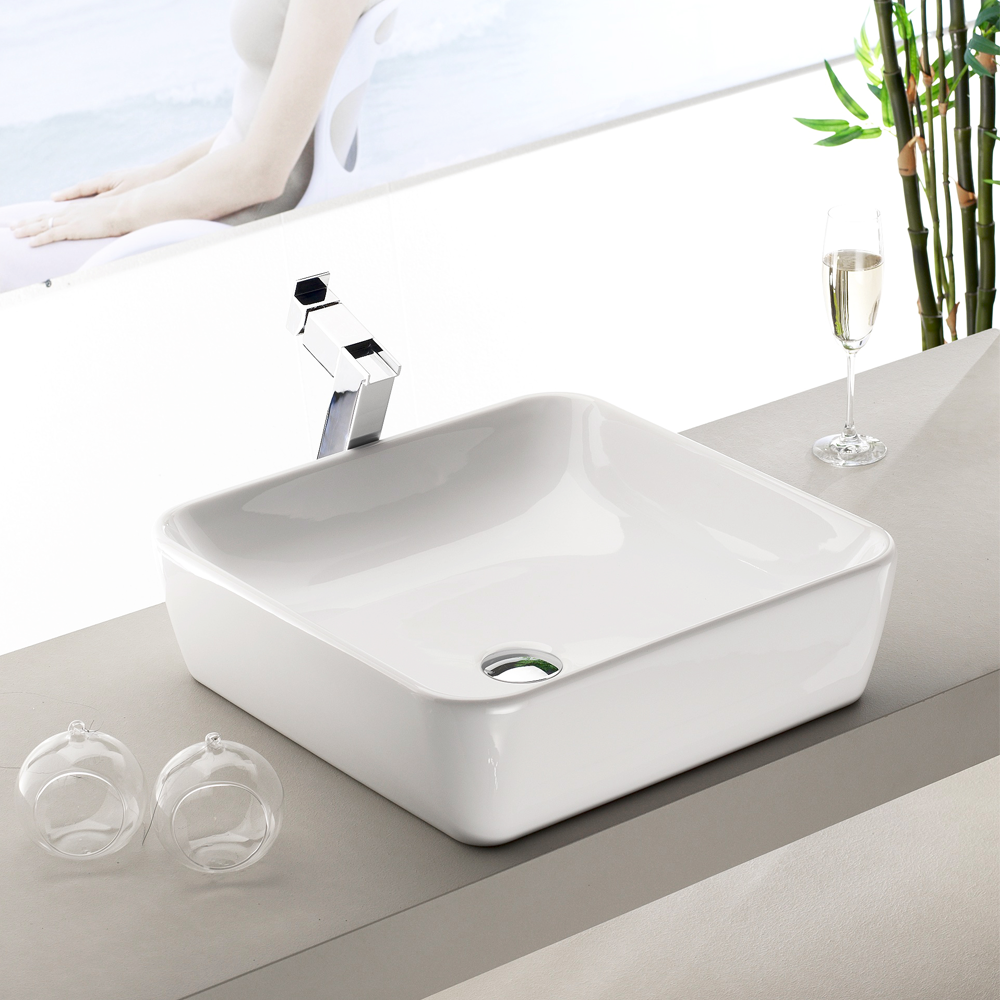 Νιπτήρας Πάγκου Πορσελάνης Cerastyle One 46x46cm  076000  Λευκό