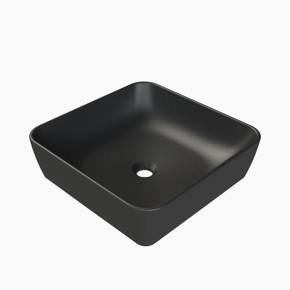 Νιπτήρας Πάγκου Πορσελάνης Cerastyle One 46x46cm  076007-97 Ματ Μαύρο