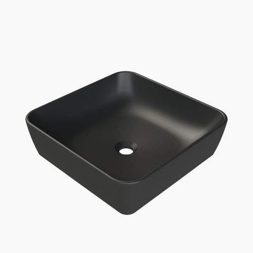 Νιπτήρας Πάγκου Πορσελάνης Cerastyle One 46x46cm  076007-97 Ματ Μαύρο