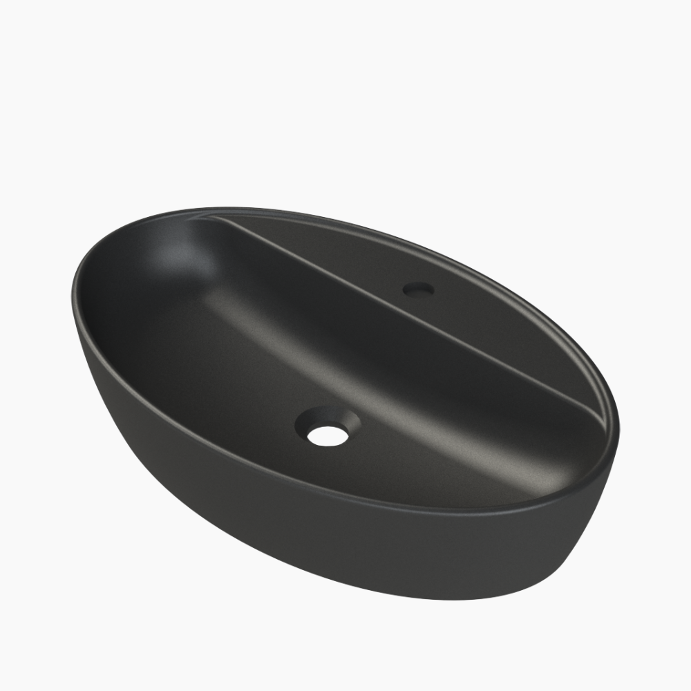 Νιπτήρας Πάγκου Πορσελάνης Cerastyle One 67x42cm  076507-u-97 Ματ Μαύρο