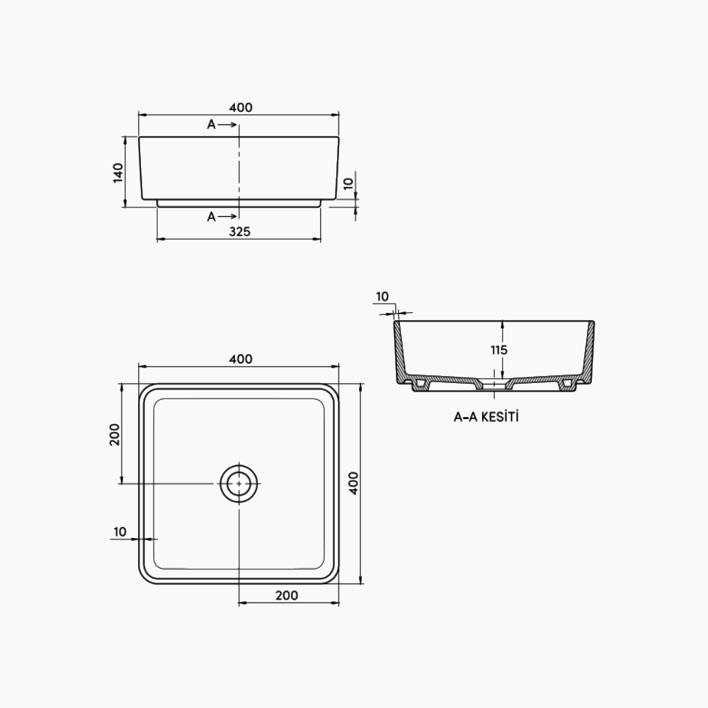 Νιπτήρας Πάγκου Πορσελάνης Cerastyle Suit 40x40cm   079100 Λευκό