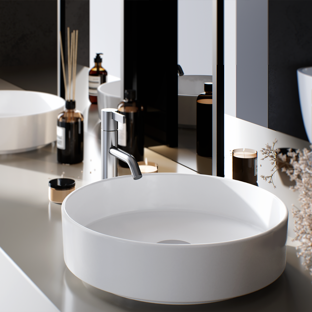 Νιπτήρας Πάγκου Πορσελάνης Cerastyle Suit Φ 40cm  078100-97 Ματ Λευκό