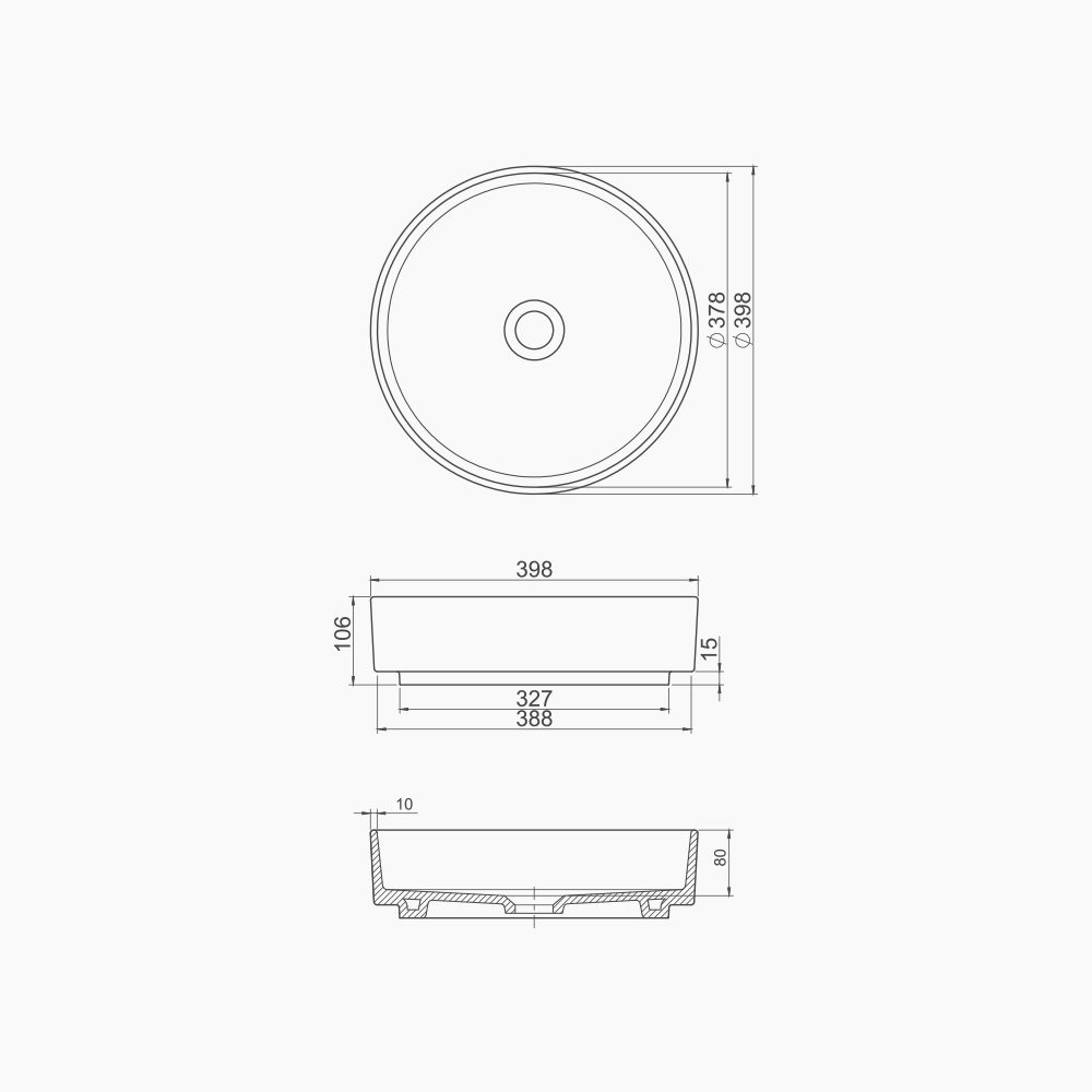 Νιπτήρας Πάγκου Πορσελάνης Cerastyle Suit Φ 40cm  078100-97 Ματ Λευκό