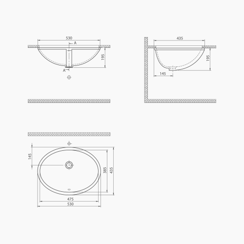 Νιπτήρας Υποκαθήμενος Πορσελάνης Cerastyle Under Counter 48x39cm  070200  Λευκό