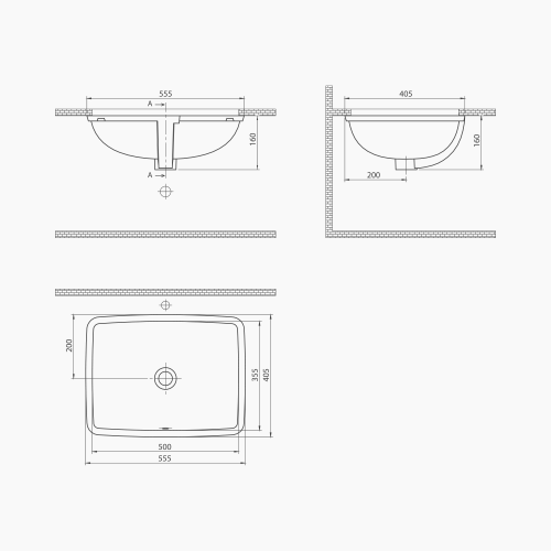 Νιπτήρας Υποκαθήμενος Πορσελανης Cerastyle Under Counter 55Χ40cm 070400 Λευκό