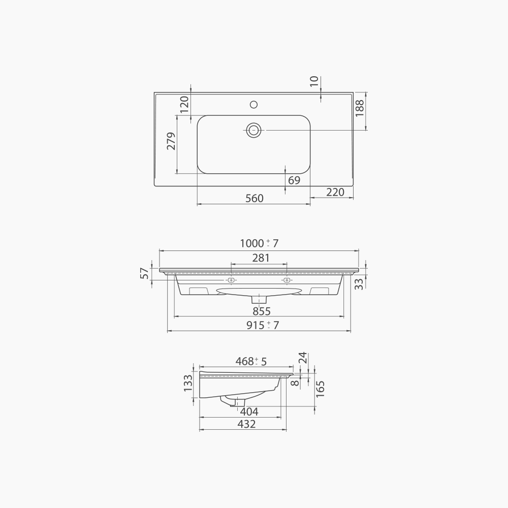 Νιπτήρας Επίπλου Πορσελάνης Cerastyle Blue 100x47cm 042500-u Λευκό