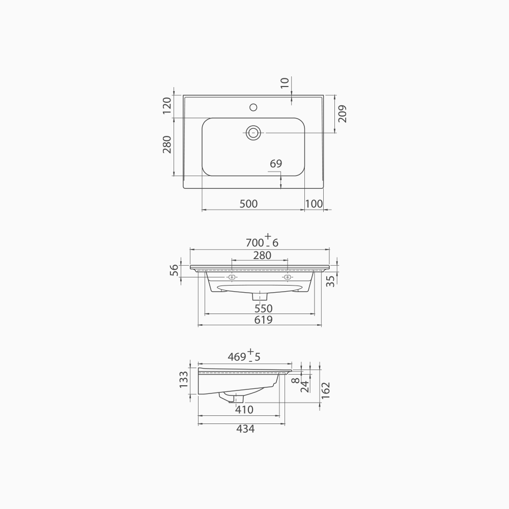 Νιπτήρας Επίπλου Πορσελάνης Cerastyle Blue 70x47cm 042200-u Λευκό