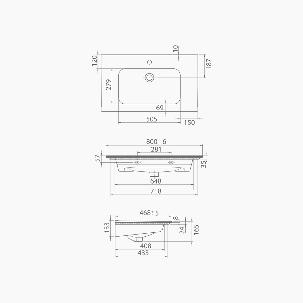 Νιπτήρας Επίπλου Πορσελάνης Cerastyle Blue 80x47cm 042300-u Λευκό
