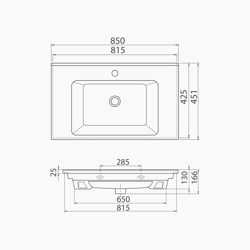 Νιπτήρας Επίπλου Πορσελάνης Cerastyle Arte 85x45cm 067500-u Λευκό