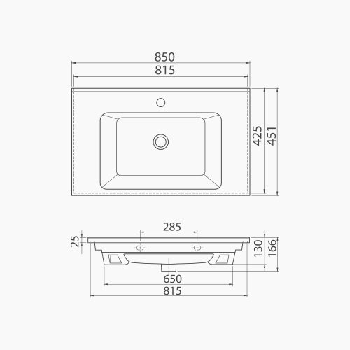 Νιπτήρας Επίπλου Πορσελάνης Cerastyle Arte 85x45cm 067500-u Λευκό