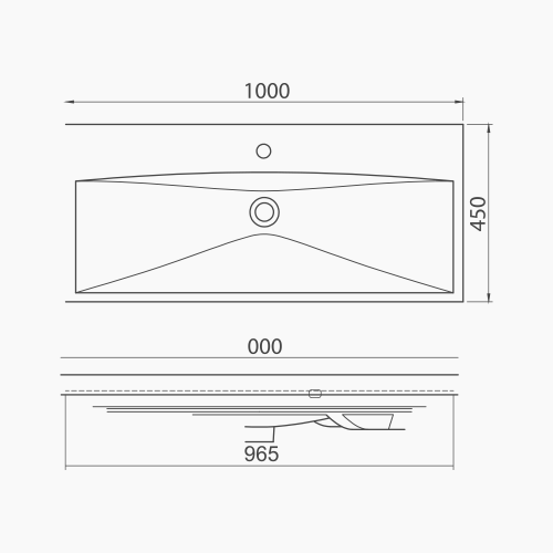 Νιπτήρας Επίπλου Πορσελάνης Cerastyle Elite 100x45cm 032400-u Λευκό