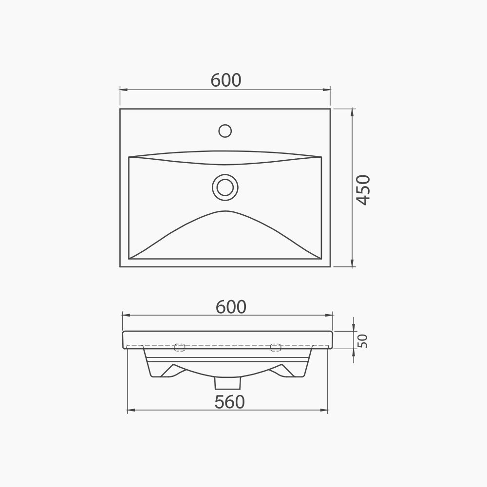 Νιπτήρας Επίπλου Πορσελάνης Cerastyle Elite 60x45cm 032000-u Λευκό