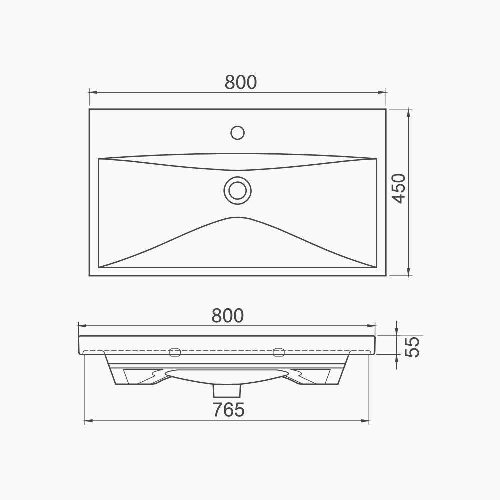 Νιπτήρας Επίπλου Πορσελάνης Cerastyle Elite 80x45cm 032200-u Λευκό