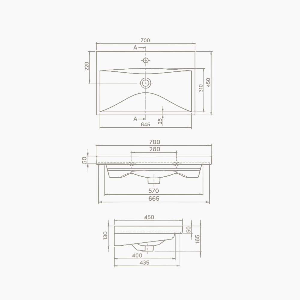 Νιπτήρας Επίπλου Πορσελάνης Cerastyle Elite 70x45cm 032100-u Λευκό