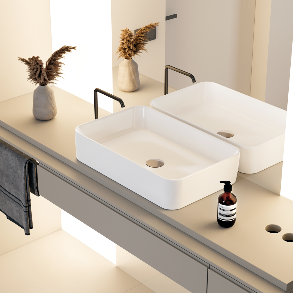 Νιπτήρας Πάγκου Πορσελάνης Cerastyle Hera 60x38cm  078400  Λευκό