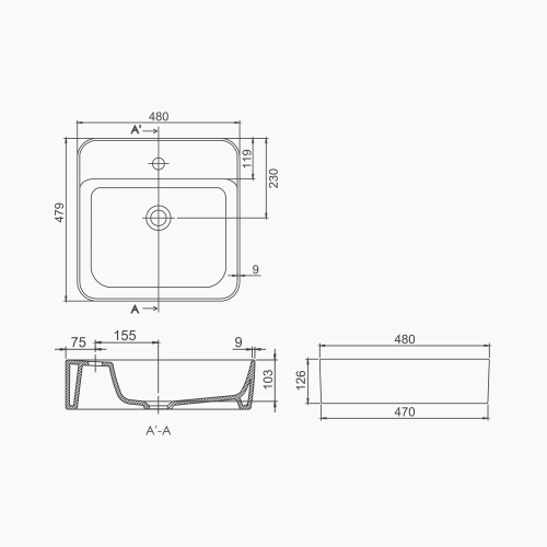 Νιπτήρας Πάγκου Πορσελάνης Cerastyle Hera 48x48cm  078300-u  Λευκό