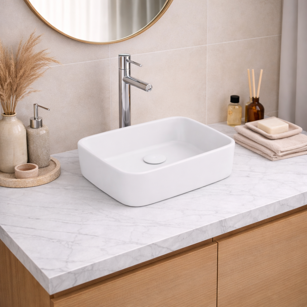 Νιπτήρας Πάγκου Hera 50x36cm  078400-97 Ματ Λευκό