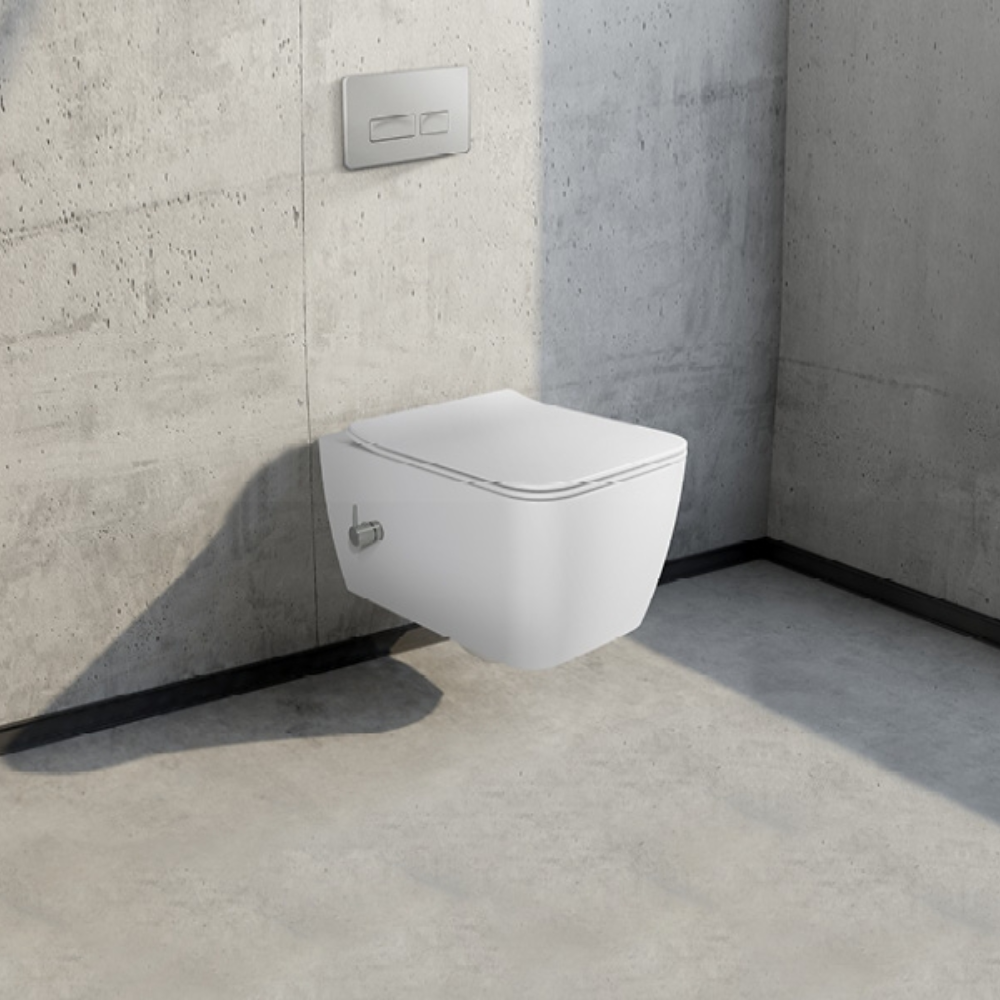 Λεκάνη Κρεμαστή Πορσελάνης Cerastyle Hera Rimless με Μεικτή Μπιντέ Ζεστό-Κρύο Νερό  019700-u Λευκή Σετ