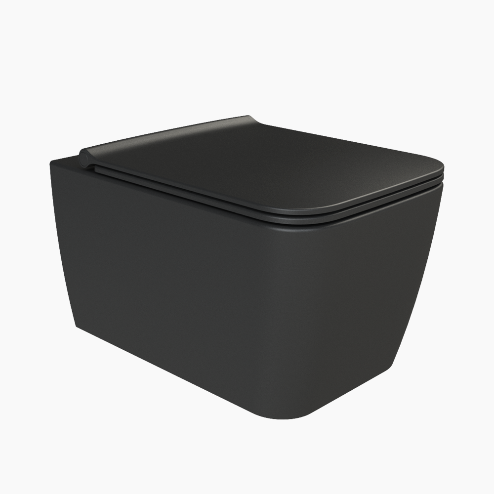 Λεκάνη Κρεμαστή Πορσελάνης Cerastyle Hera Rimless 019707-w-97 Ματ Μαύρο Σετ