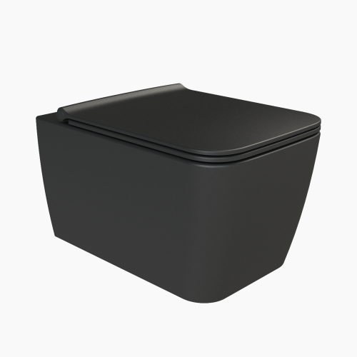 Λεκάνη Κρεμαστή Πορσελάνης Cerastyle Hera Rimless 019707-w-97 Ματ Μαύρο Σετ