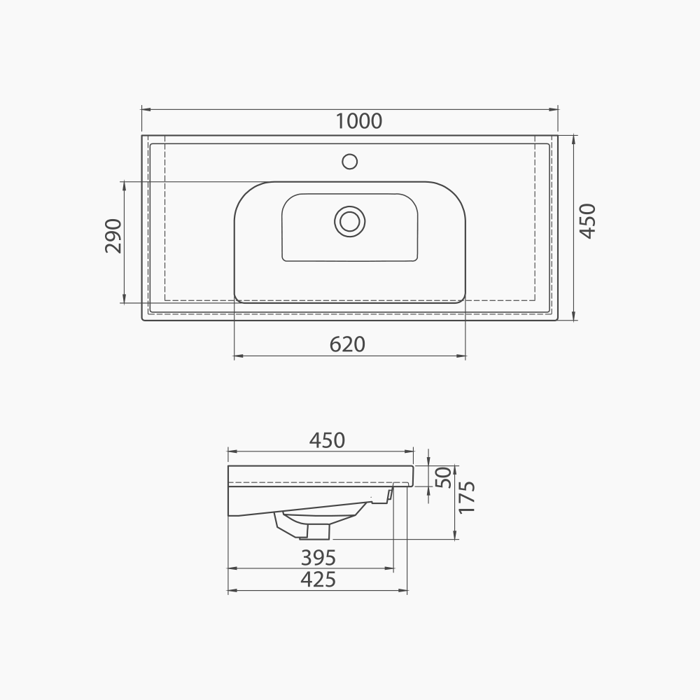 Νιπτήρας Επίπλου Πορσελάνης Cerastyle Frame 100x45cm 031400-u Λευκό