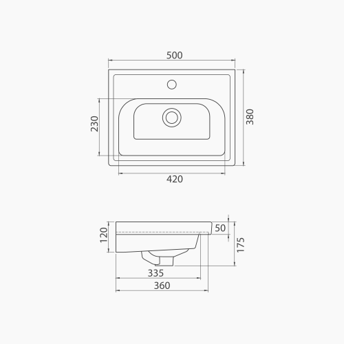 Νιπτήρας Επίπλου Πορσελάνης Cerastyle Frame 50x38cm 030900-u Λευκό