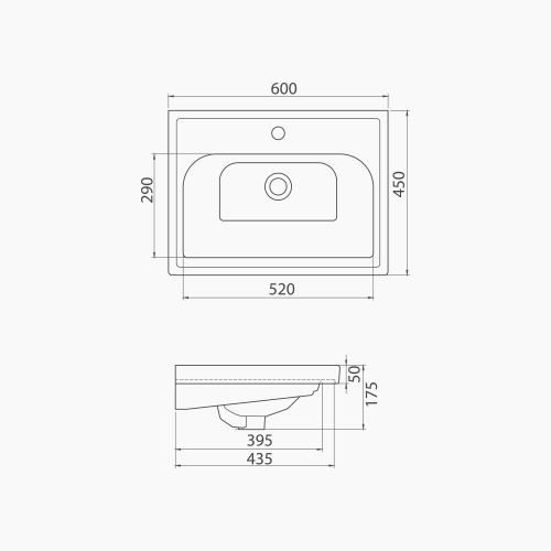 Νιπτήρας Επίπλου Πορσελάνης Cerastyle Frame 60x45cm 031000-u Λευκό