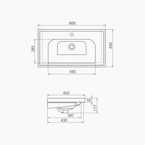 Νιπτήρας Επίπλου Πορσελάνης Cerastyle Frame 80x45cm 031200-u Λευκό