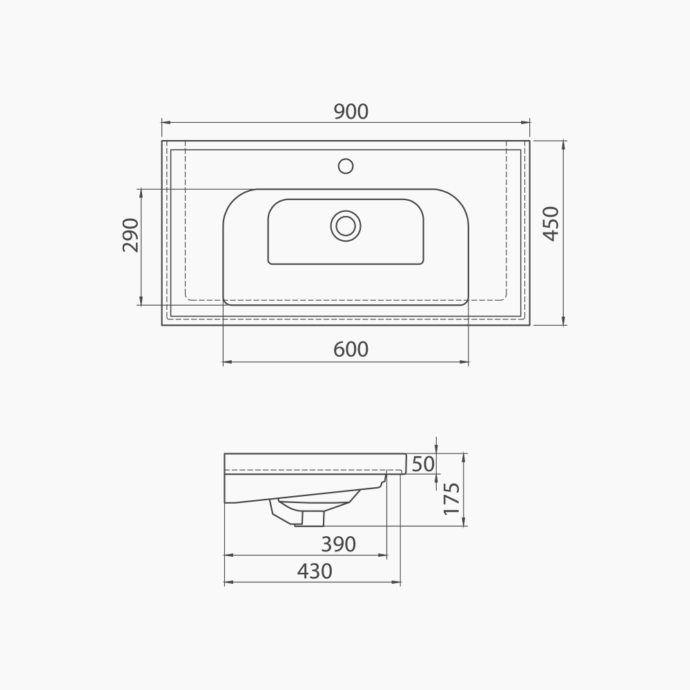 Νιπτήρας Επίπλου Πορσελάνης Cerastyle Frame 90x45cm 031300-u Λευκό