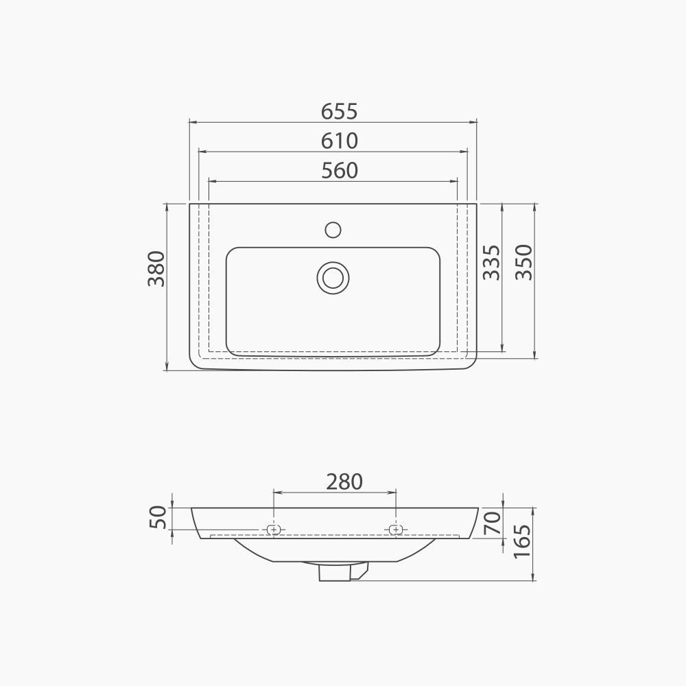 Νιπτήρας Επίπλου Πορσελάνης Cerastyle Porto 65x38cm 068100-u Λευκό