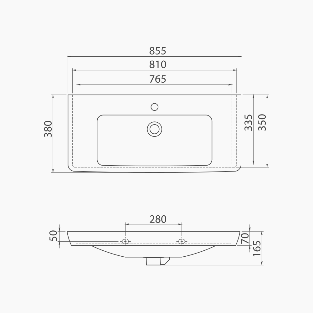 Νιπτήρας Επίπλου Πορσελάνης Cerastyle Porto 85x38cm 068200-u Λευκό