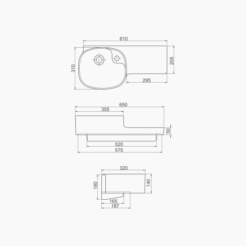 Νιπτήρας Επίπλου Πορσελάνης Cerastyle Harmony 65x32x20,5cm 043700-u Λευκό