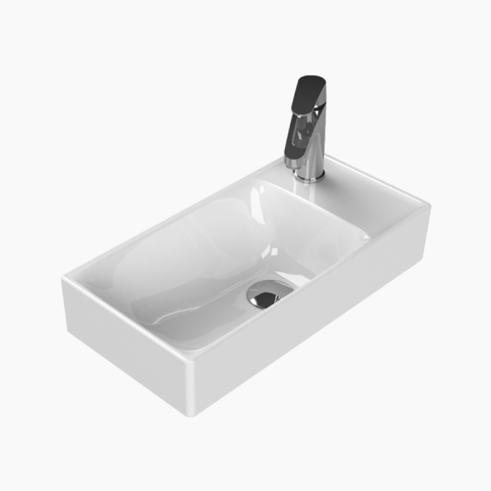 Νιπτήρας Επίπλου Πορσελάνης Cerastyle Sharp 50x25cm 037200-u Δεξί Λευκό