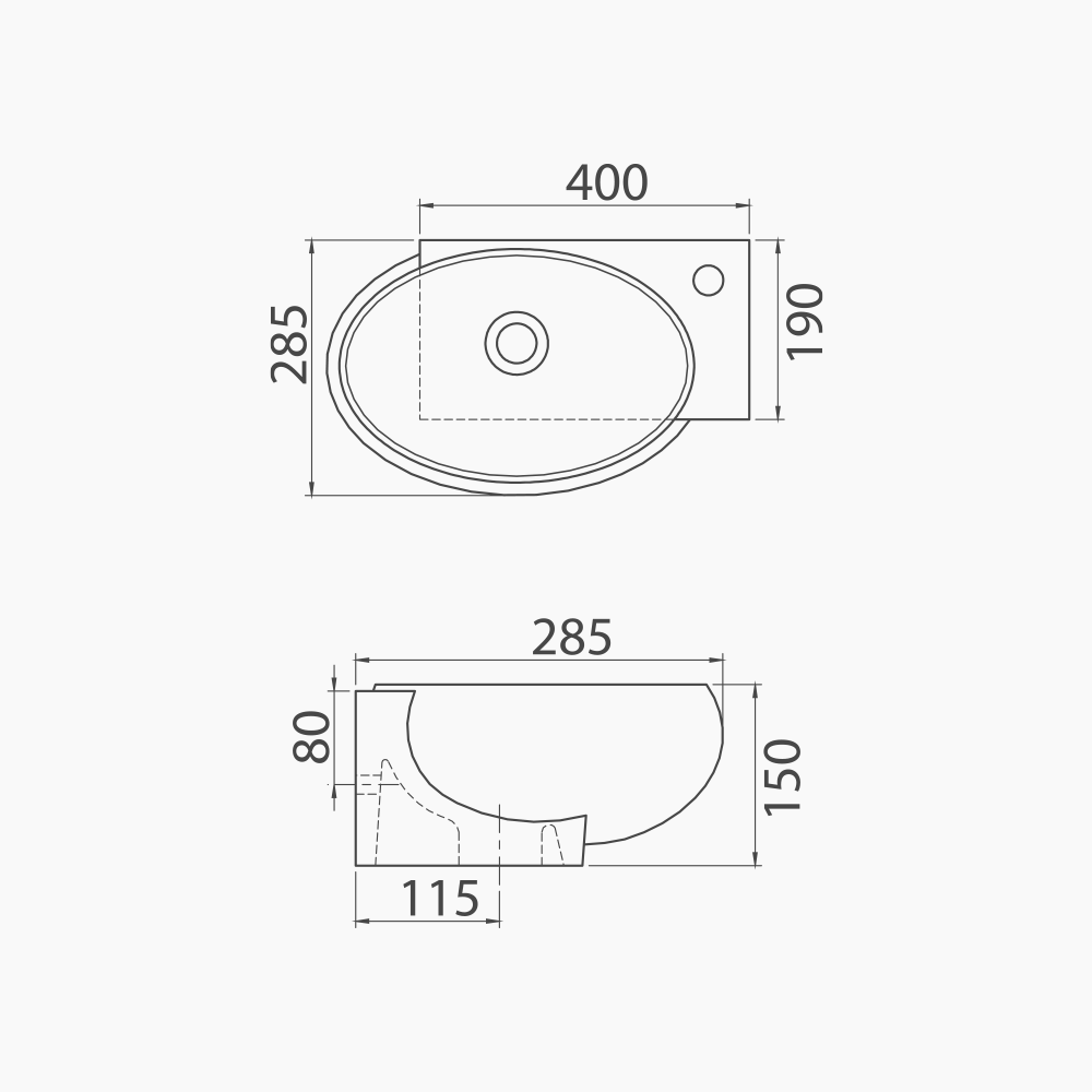 Νιπτήρας Γωνιακός Πορσελάνης Cerastyle Mini 45x28cm 001300-u Λευκό