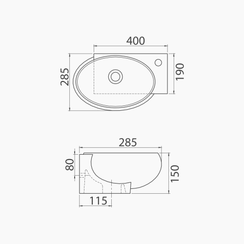 Νιπτήρας Γωνιακός Πορσελάνης Cerastyle Mini 45x28cm 001300-u Λευκό
