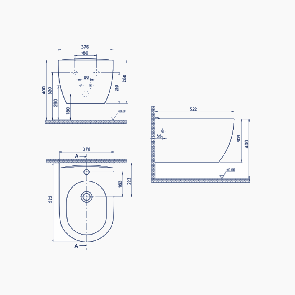 Μπιντέ Κρεμαστό Πορσελάνης Cerastyle City 015700 Λευκή